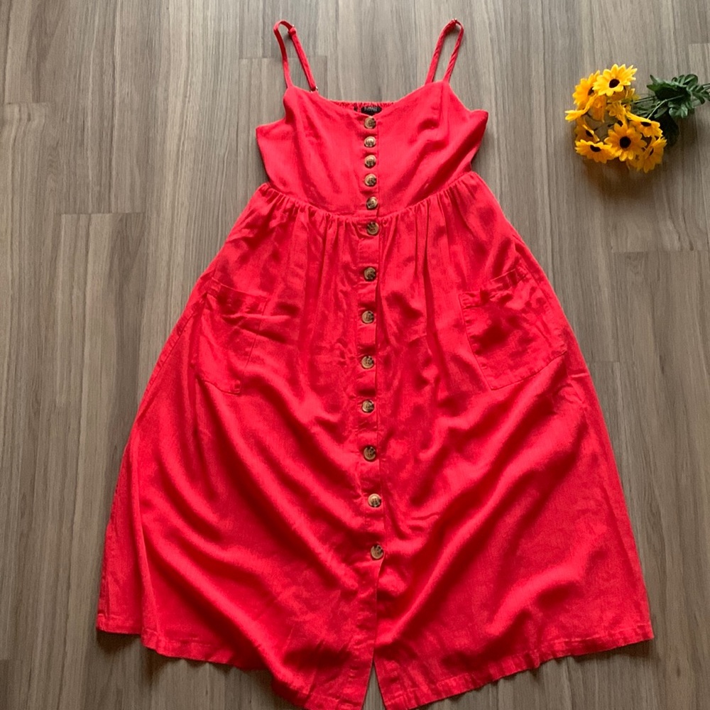 Buffalo David Bitton CATINA Red Button-Front Midi Dress